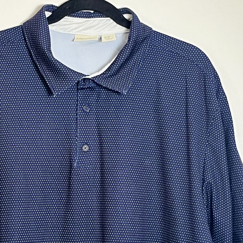 Rorie Whelan Golf Polo Shirt 2XL XXL Navy Polka Dot Soft Stretch Lightweight Top